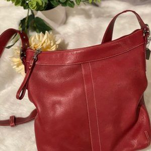 Coach Legacy Slim Red Leather Duffle Hobo Bag
